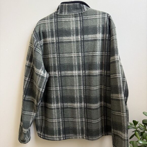 John Wayne MenS Green Plaid Fleece Quarter Zip Sweater Ranch Chore Cowboy XXL - Picture 2 of 5